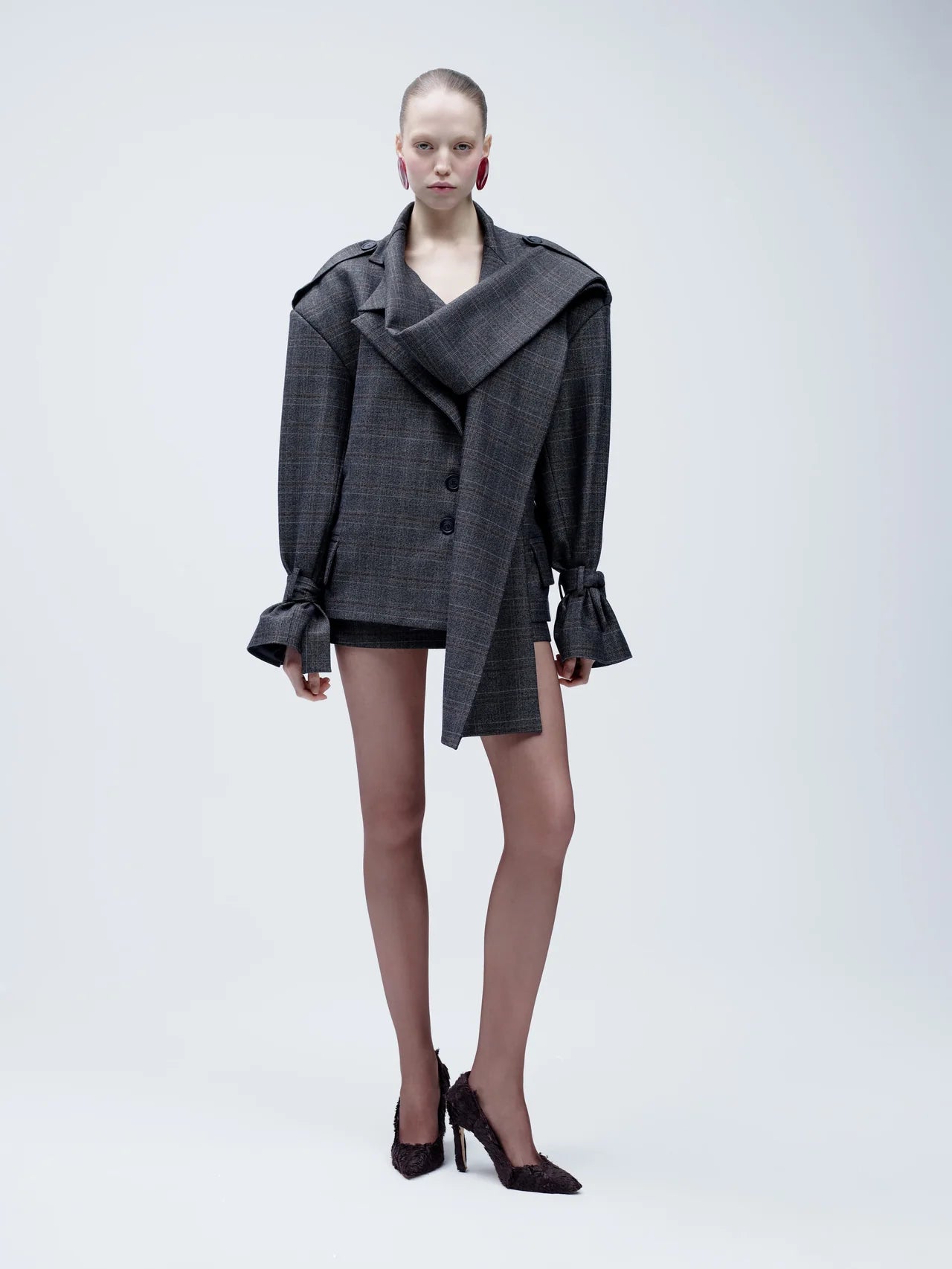 Cape Detailed Jacket in Grey