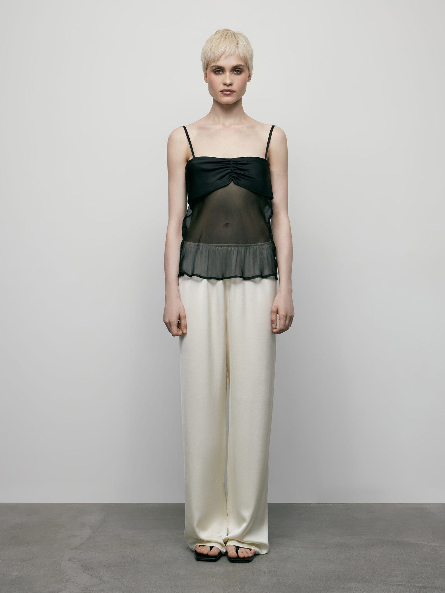 Silk Top with Satin in Black