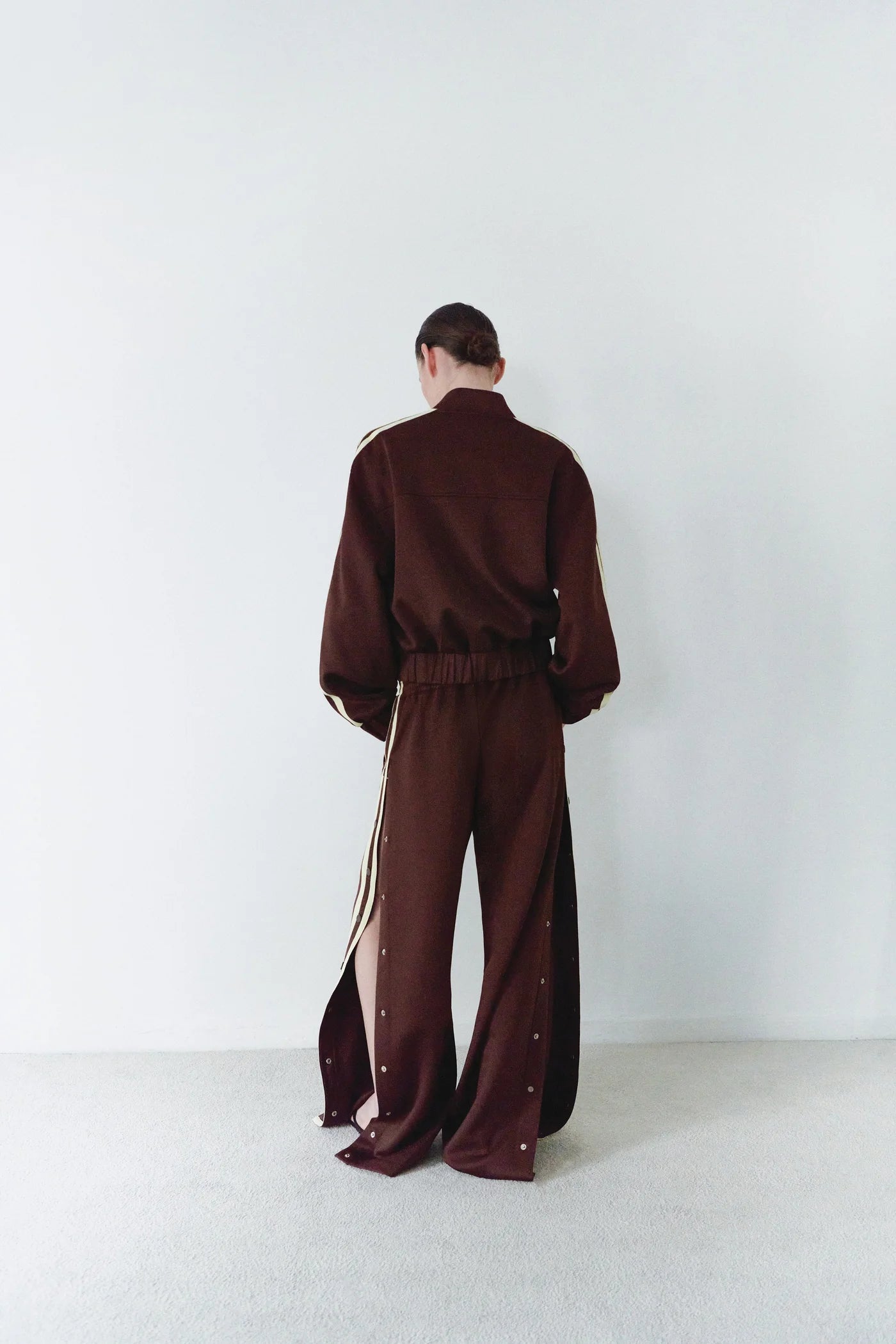 Bomber Jacket with Yellow Stripes in Brown