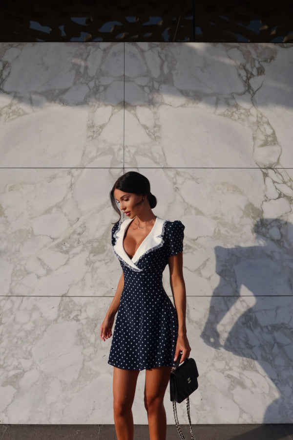 Kylie Polka Dot Dress in Blue