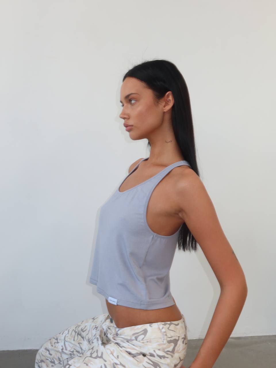 Tank Top With Narrow Straps In Grey