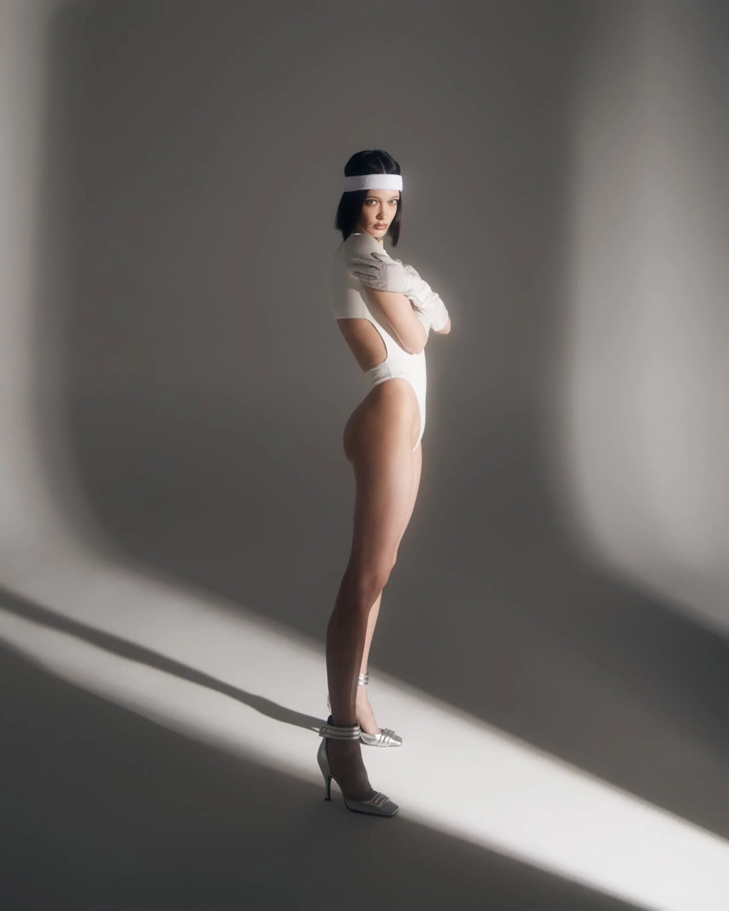 Bodysuit with Open Back in White
