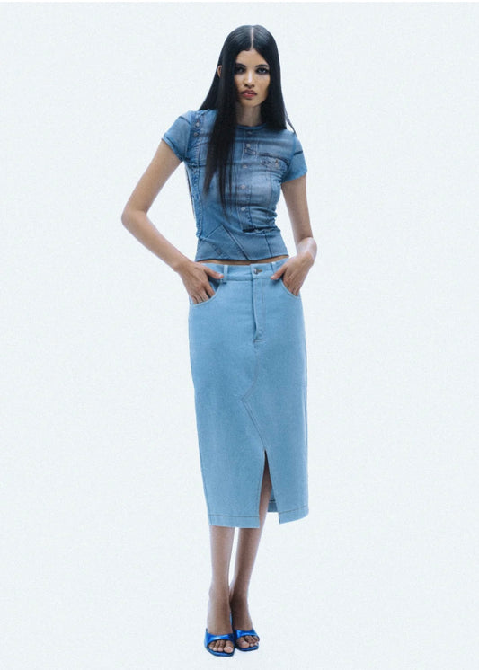 Mesh T Shirt in Blue