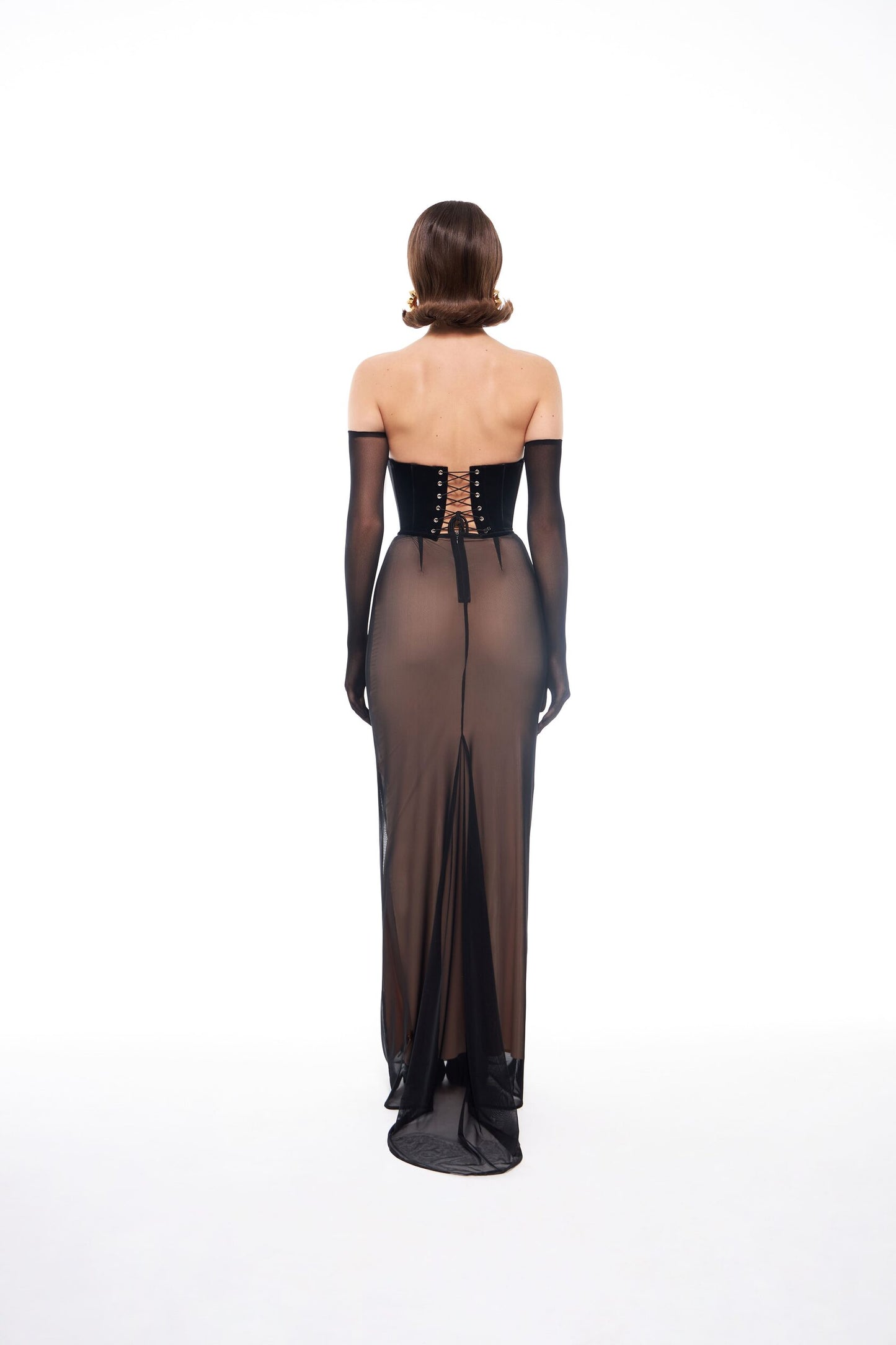 Mesh Maxi Skirt with Train