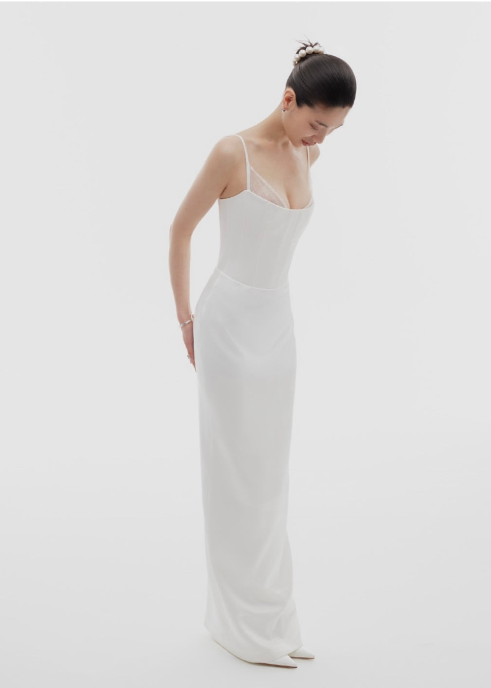 Corset Detail Dress in White