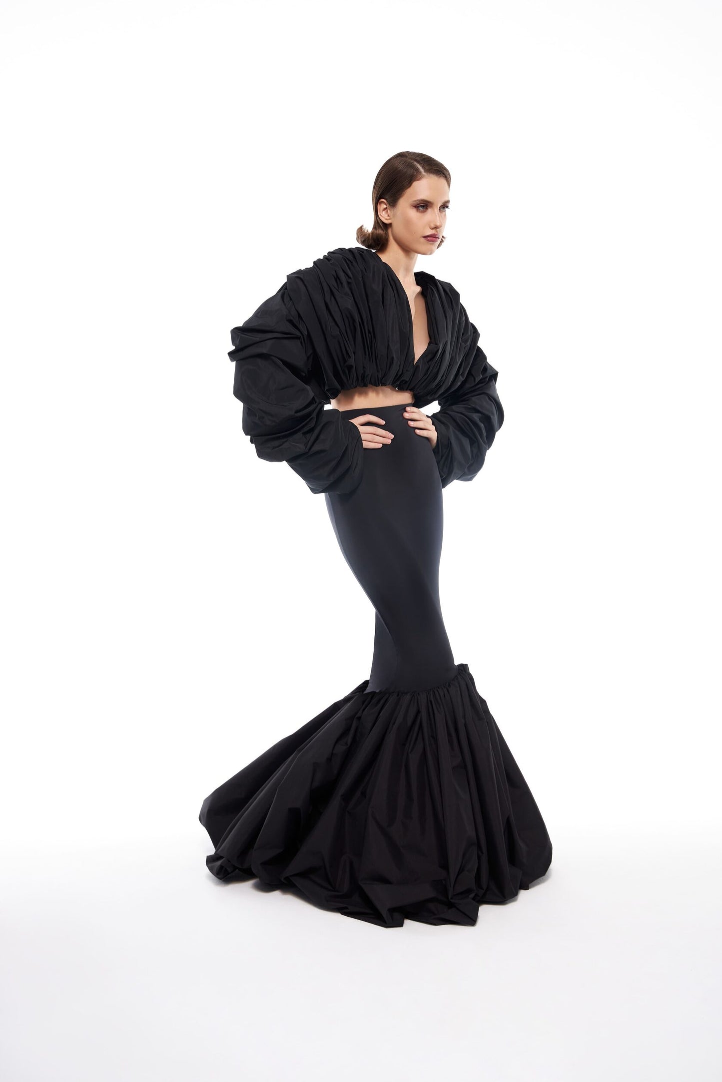 Maxi Flounce Skirt in Black