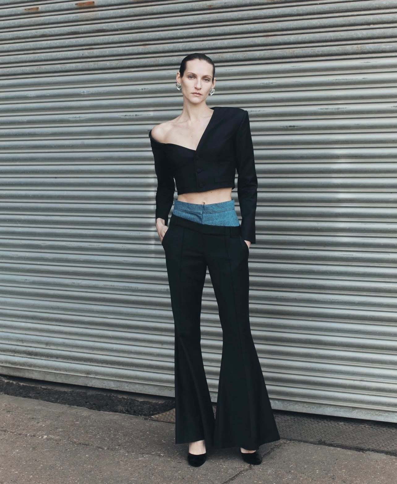 Cropped Asymmetric Mini Blazer