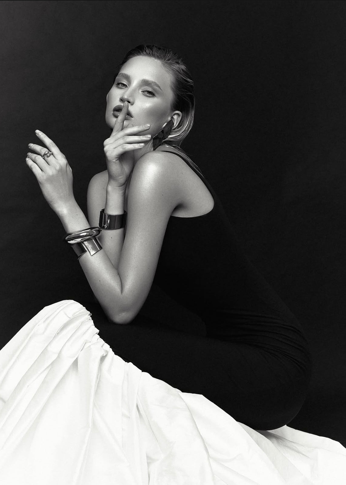 Maxi Dress with a Taffeta Skirt in Black