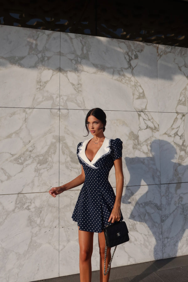 Kylie Polka Dot Dress in Blue