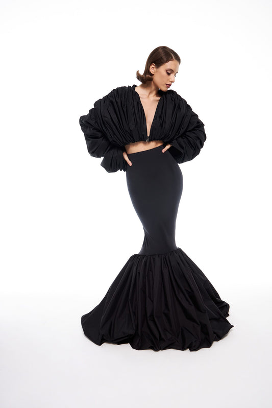 Maxi Flounce Skirt in Black