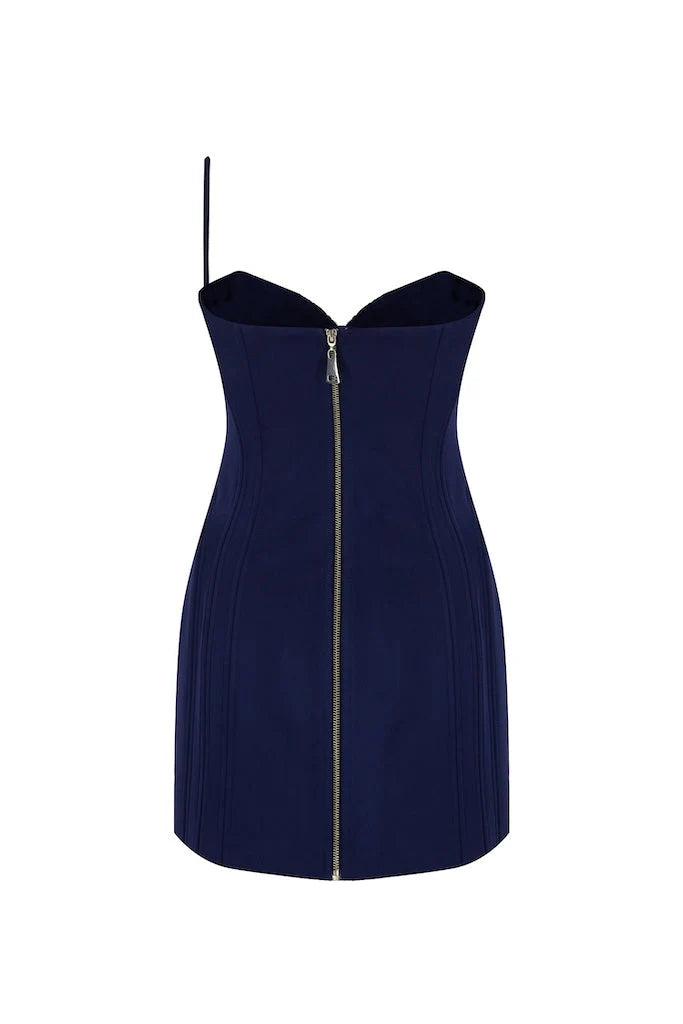 Corset Detailed Dress in Navy