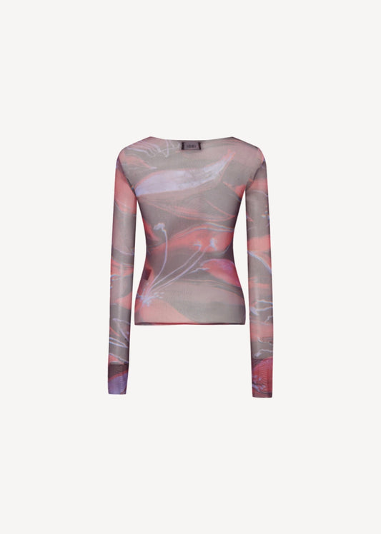 Mesh Long Sleeve in Red and Prune