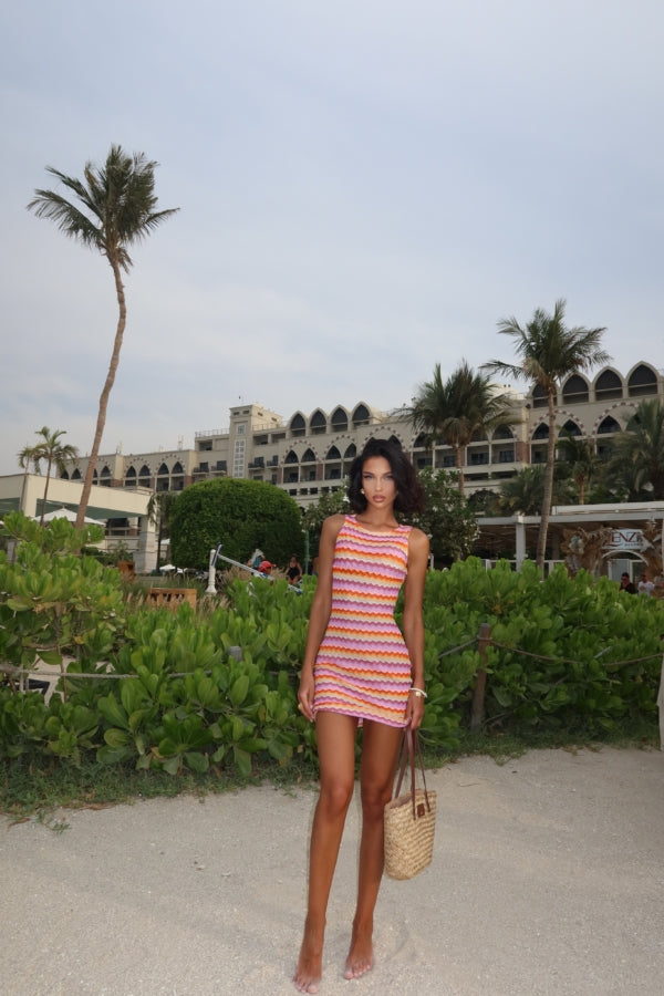 Missoni Mini Dress in Pink and Orange