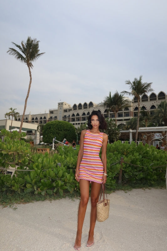 Missoni Mini Dress in Pink and Orange