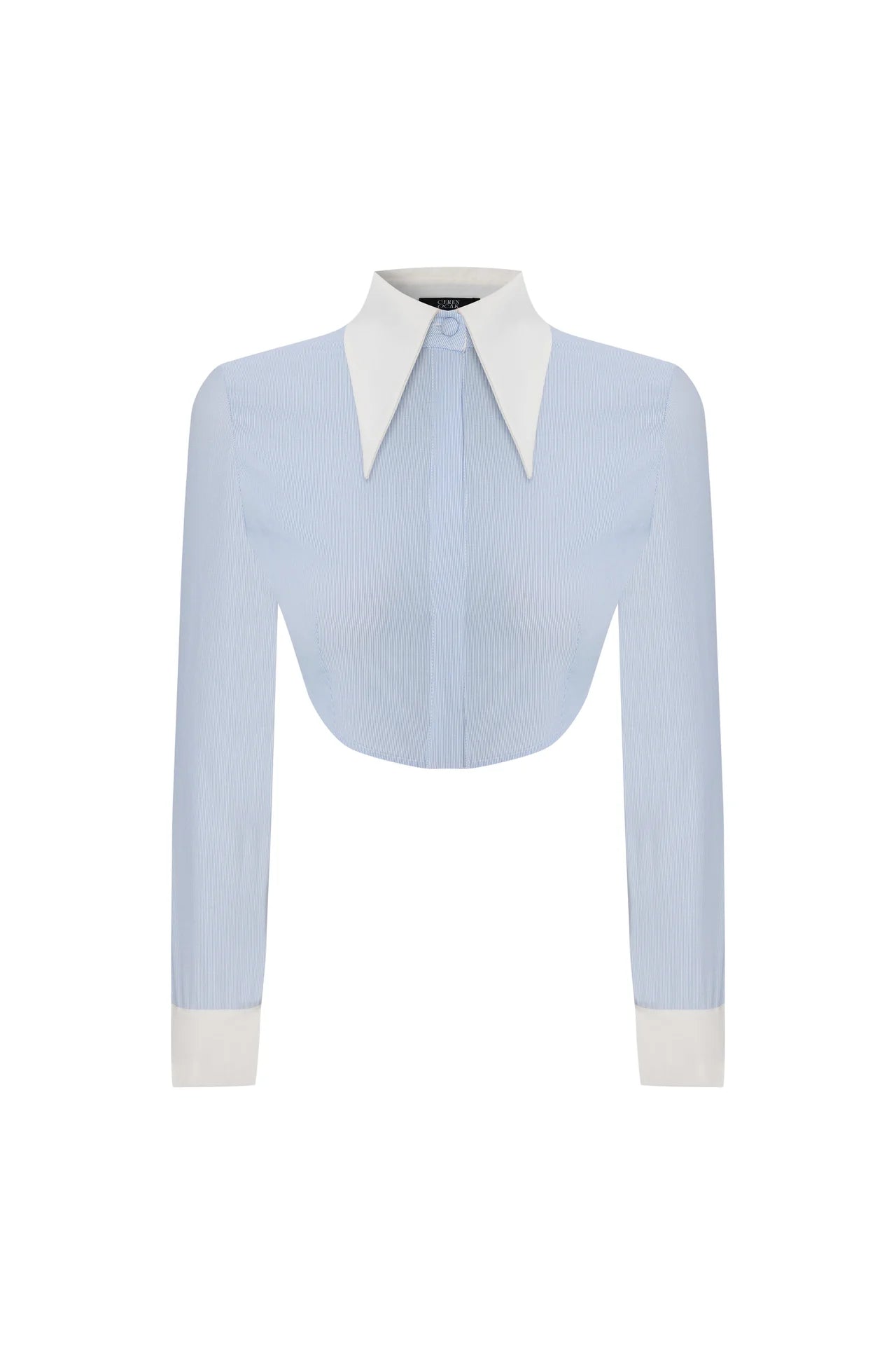 Crop Striped Shirt in Blue