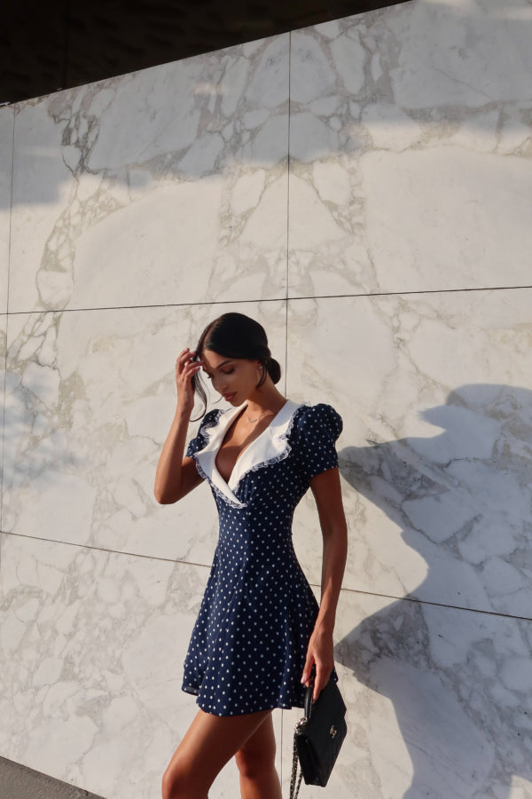 Kylie Polka Dot Dress in Blue
