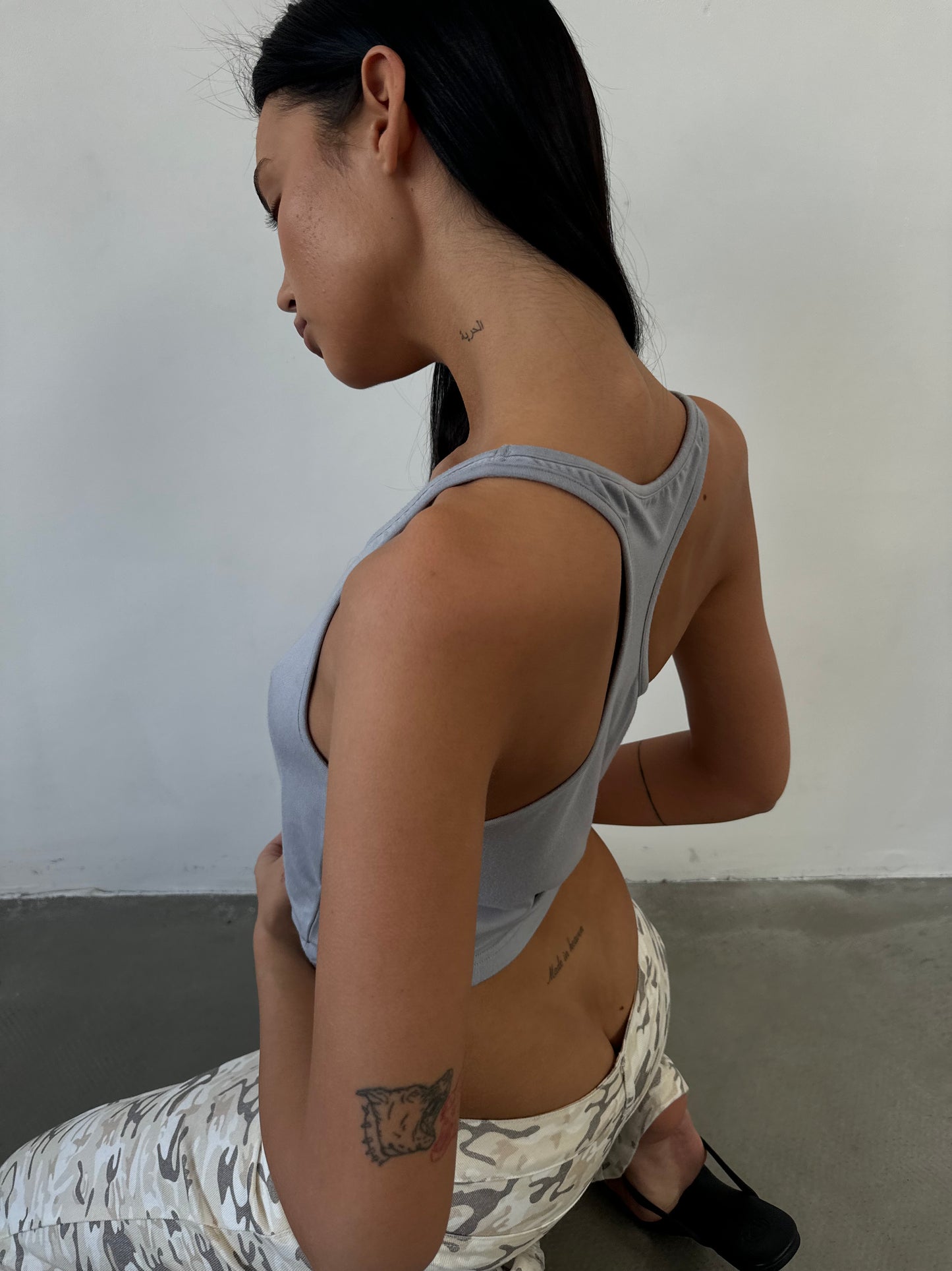 Tank Top With Narrow Straps In Grey