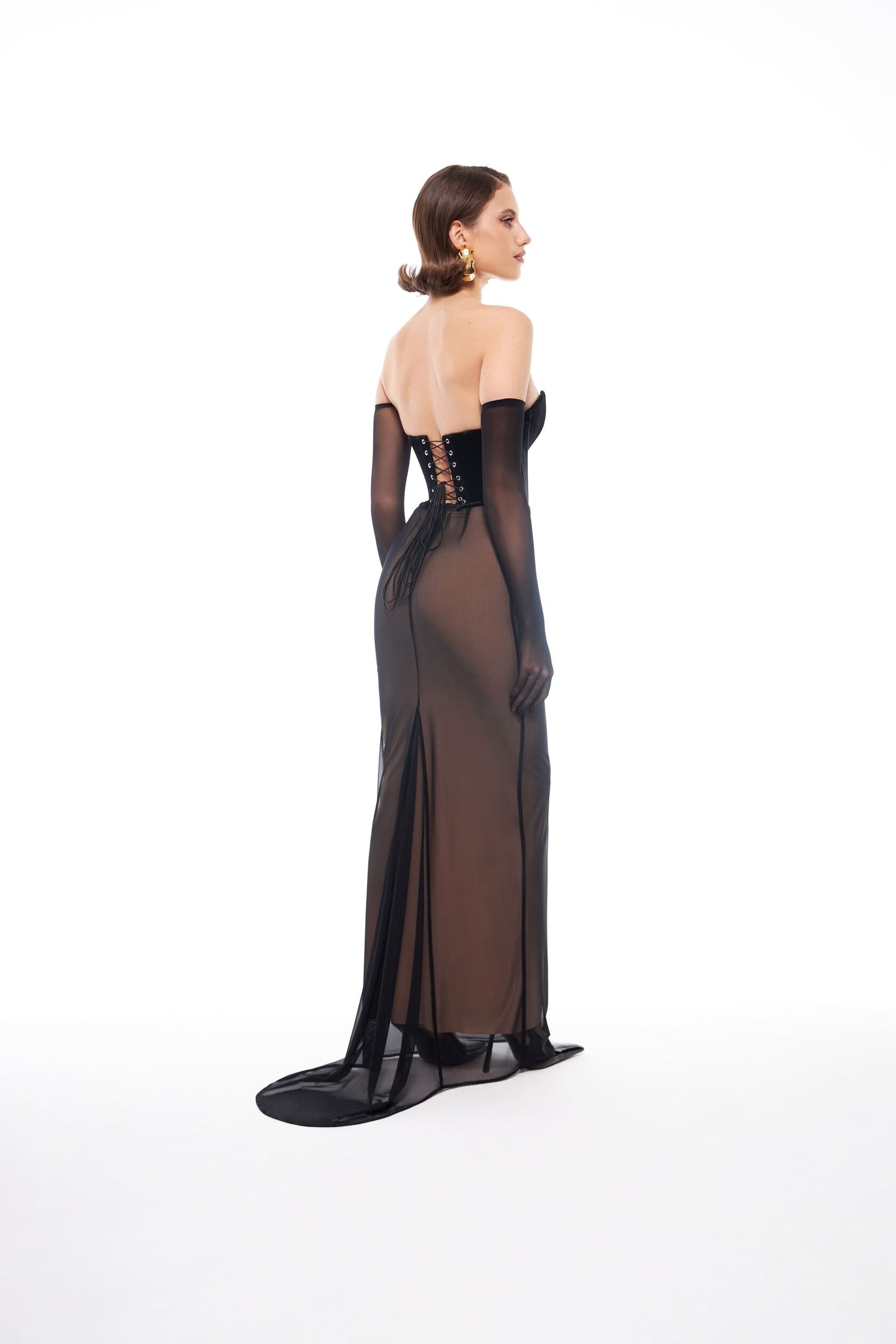 Mesh Maxi Skirt with Train