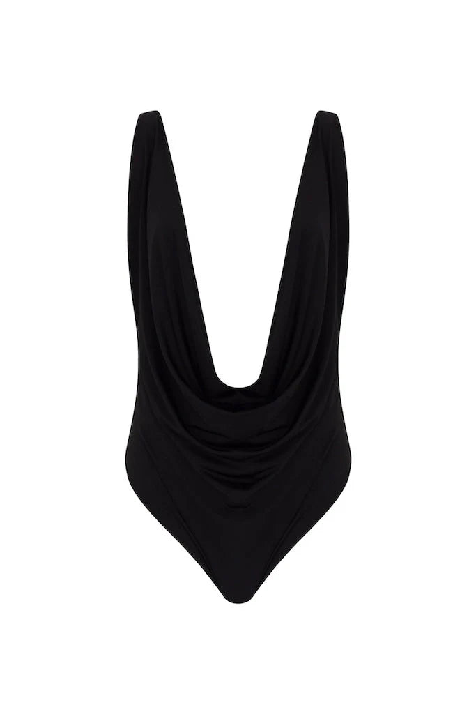 Shawl Detailed Top in Black
