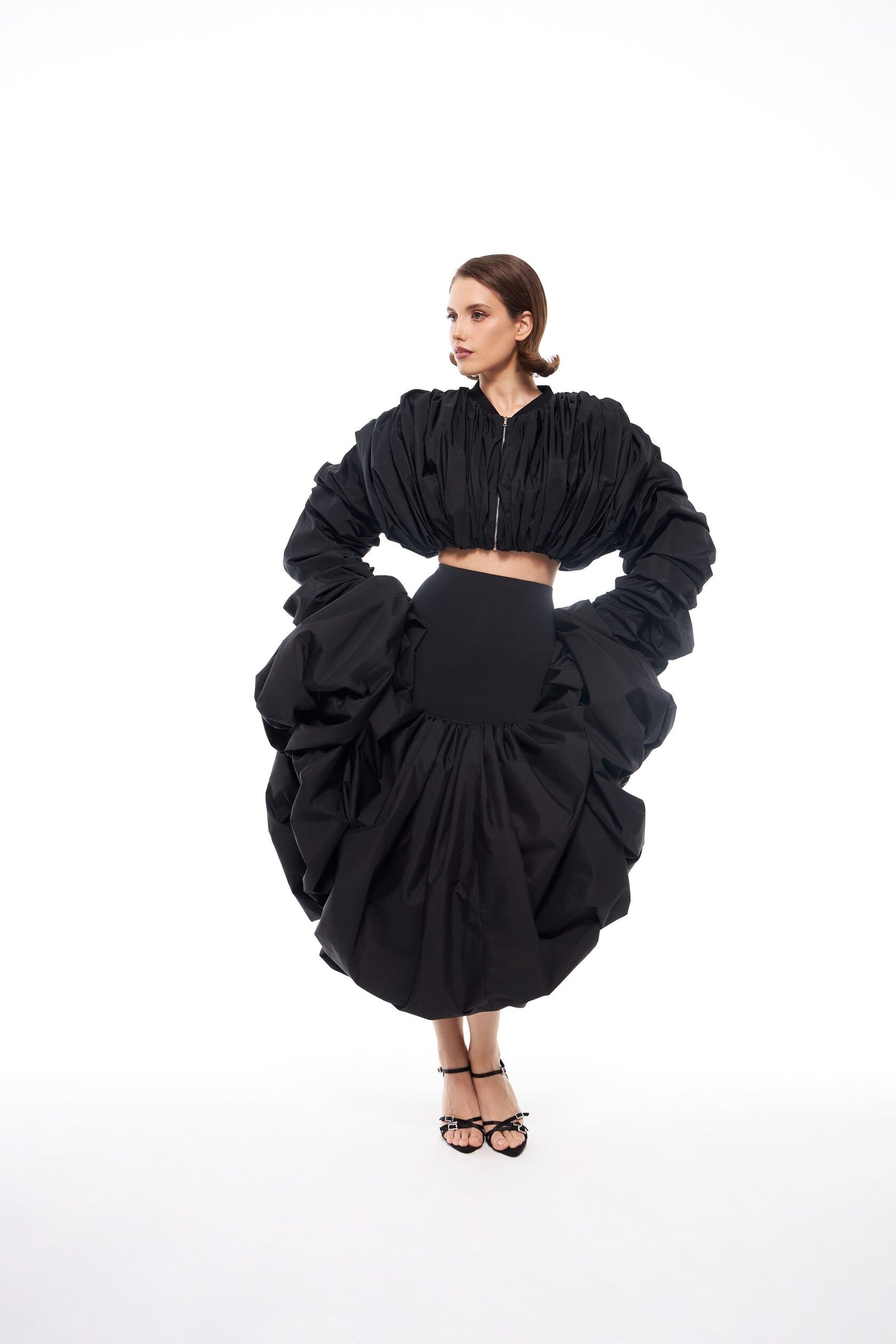 Maxi Flounce Skirt in Black