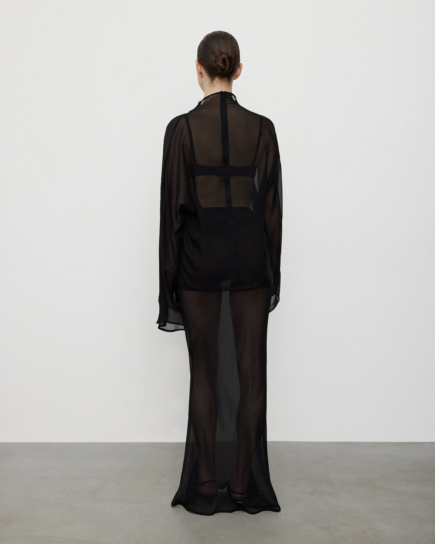 Silk Maxi Skirt in Black