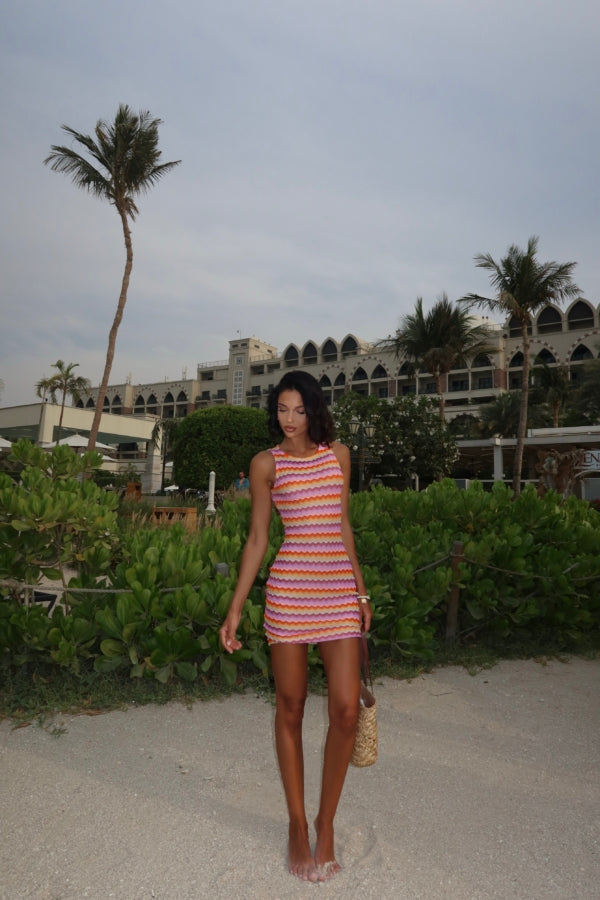 Missoni Mini Dress in Pink and Orange
