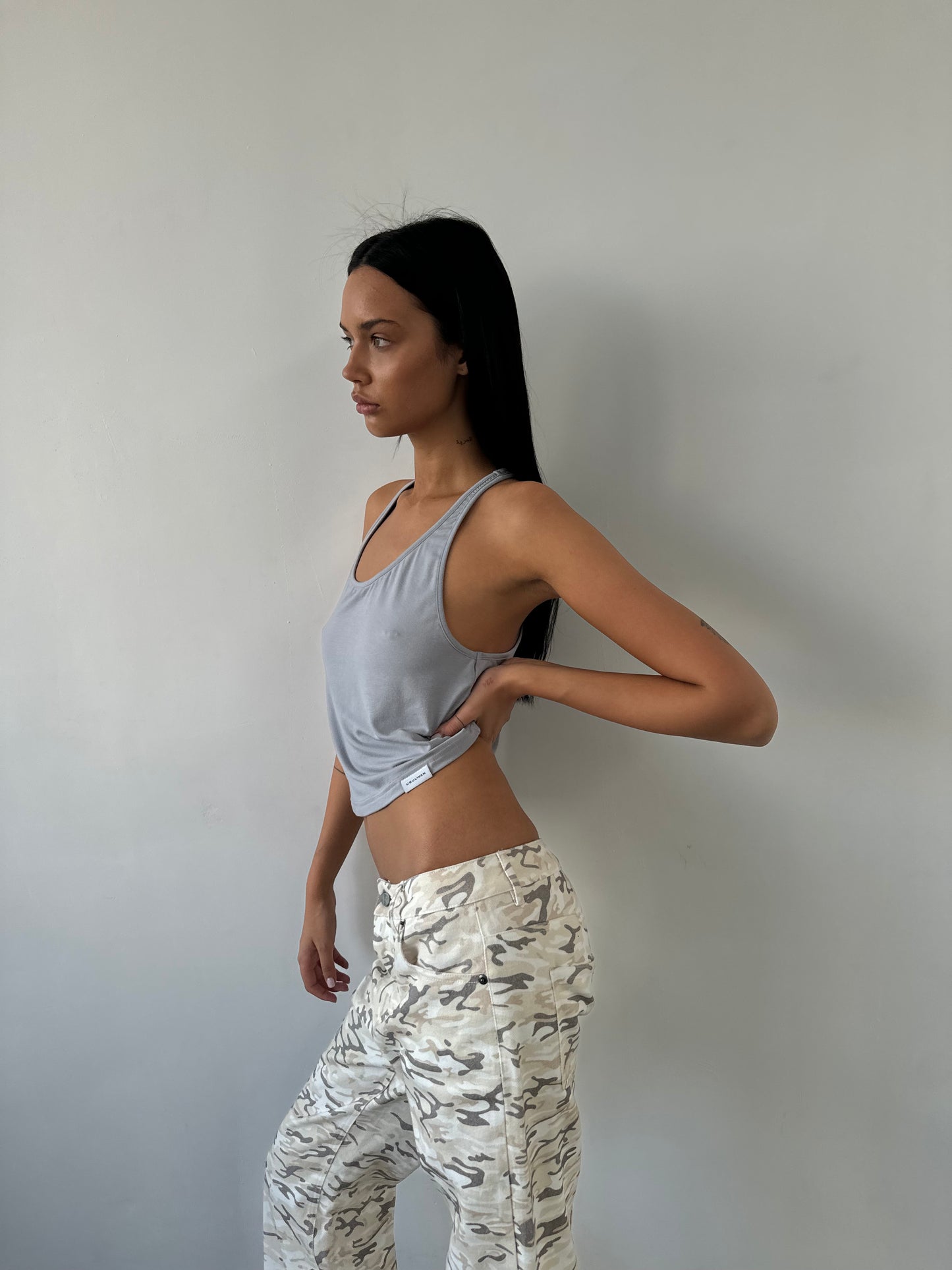 Tank Top With Narrow Straps In Grey