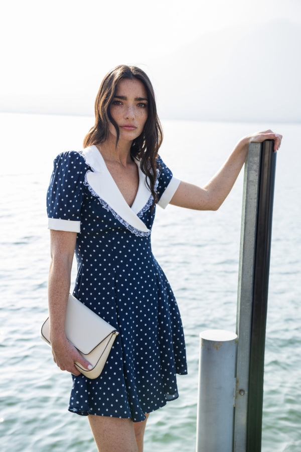 Kylie Polka Dot Dress in Blue
