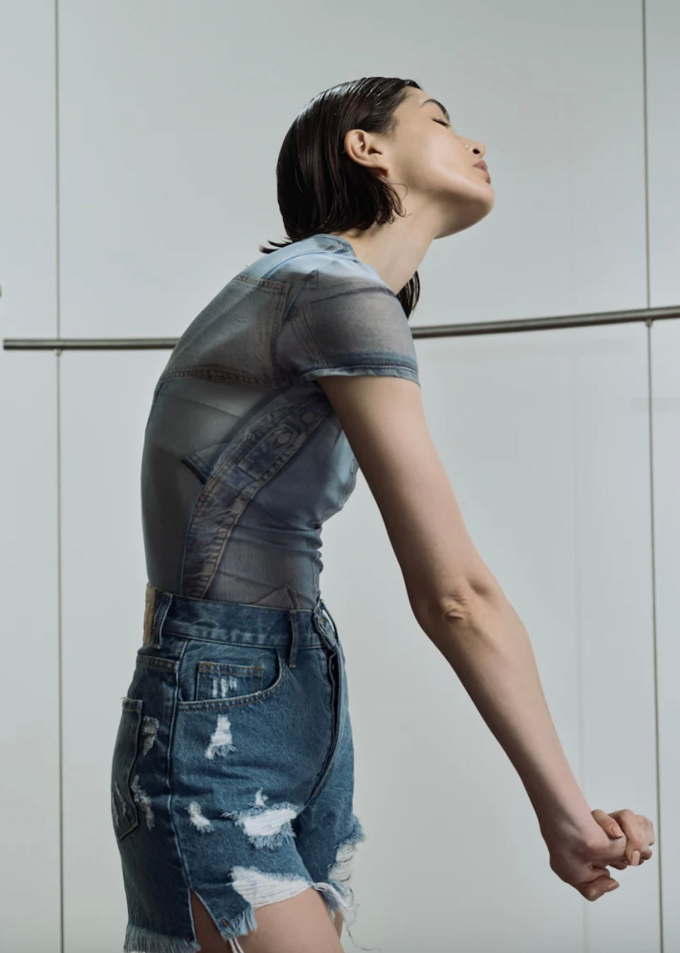Mesh T Shirt in Blue