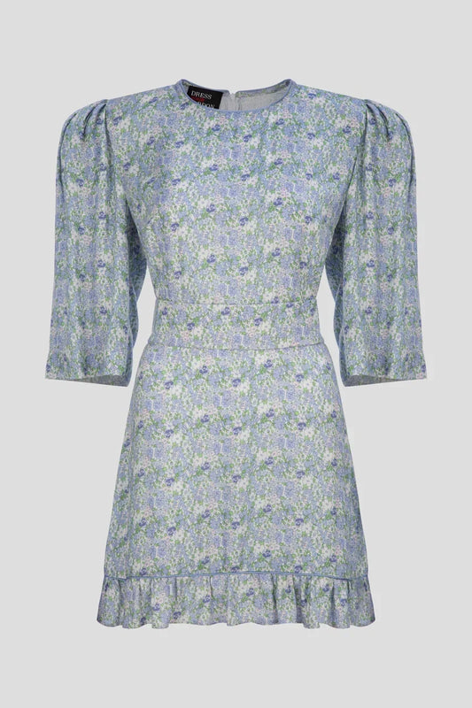 Mini Dress in Blue / Green with Belt