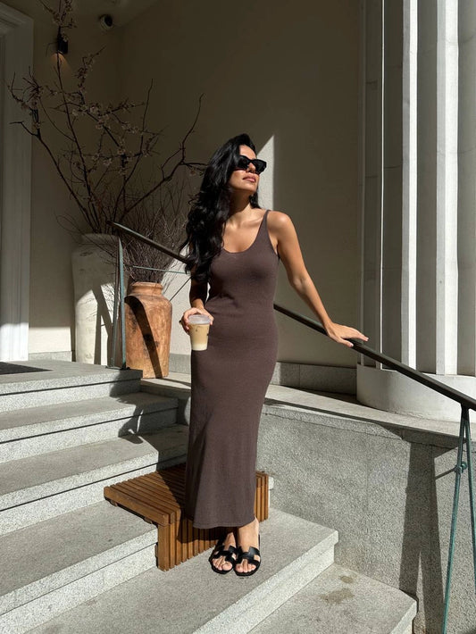 Fluffy Dress in Brown