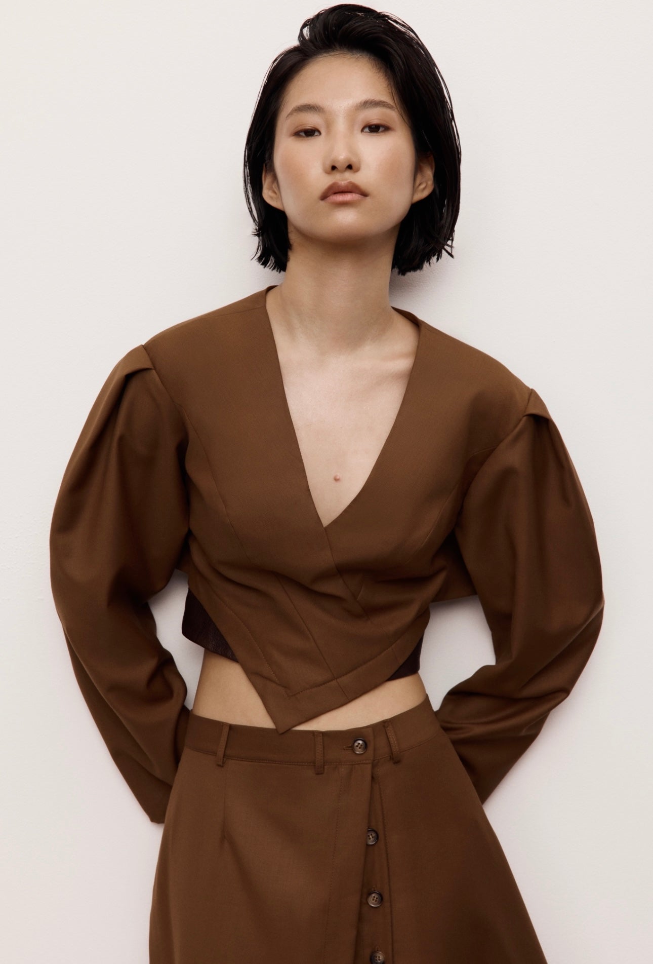Top with Leather in Brown