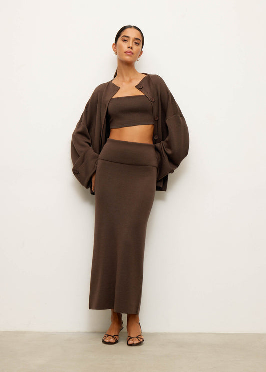 Molly Basque Skirt in Brown