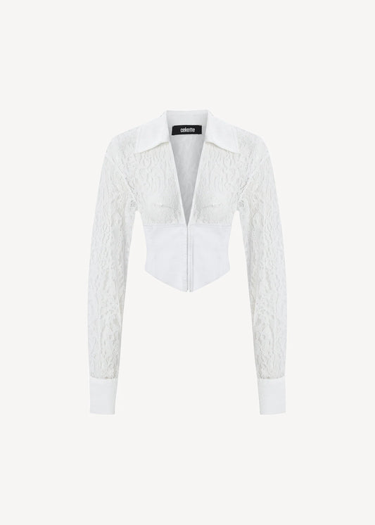 Lace Nina Shirt in White