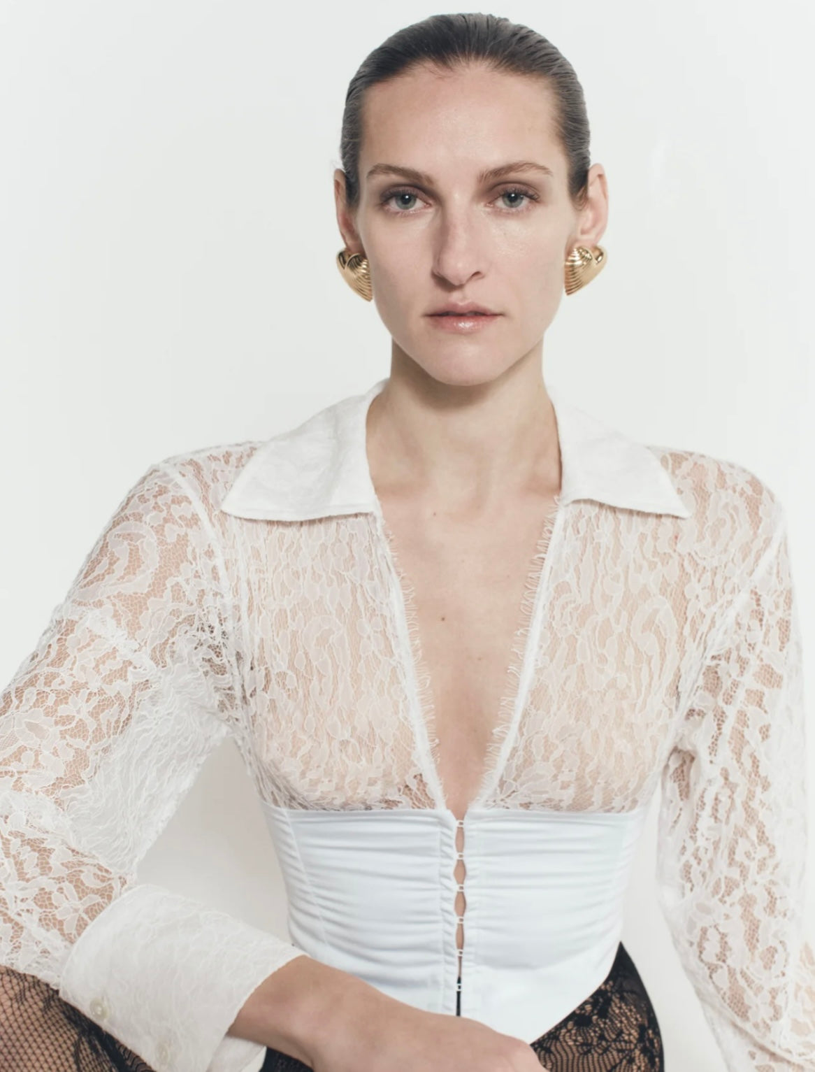 Lace Nina Shirt in White