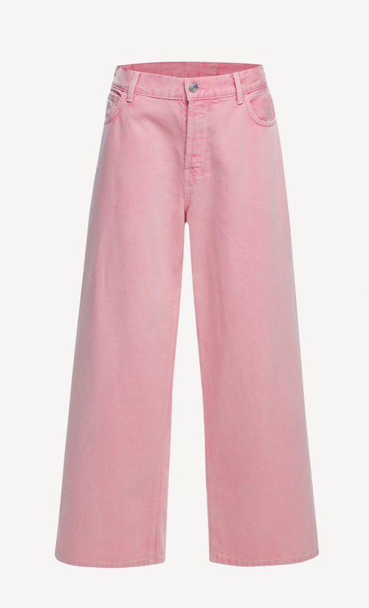 High Rise Wide Leg Pants in Baby Pink