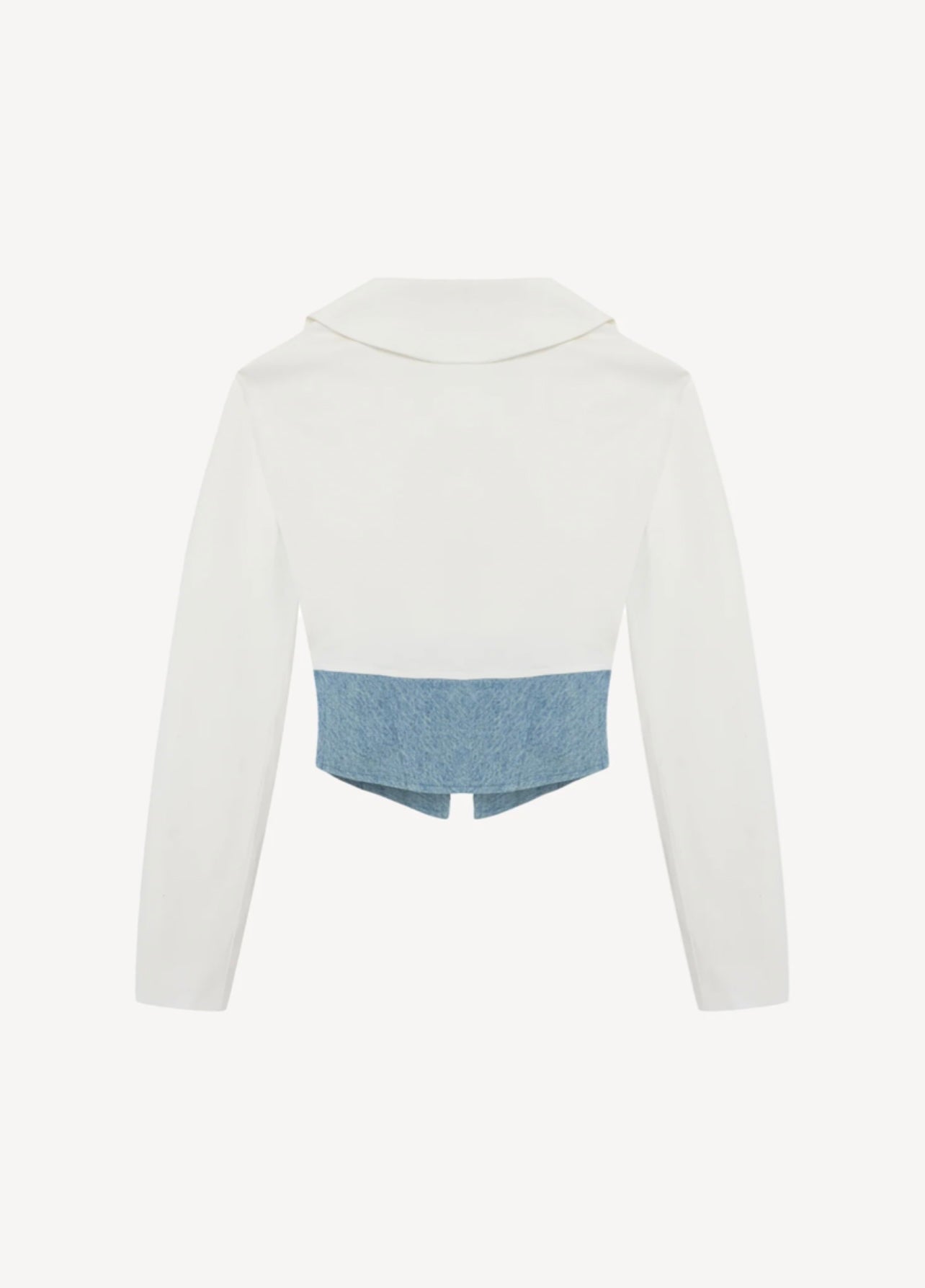 Blazer Nina en gabardine légère et denim blanc et bleu ciel