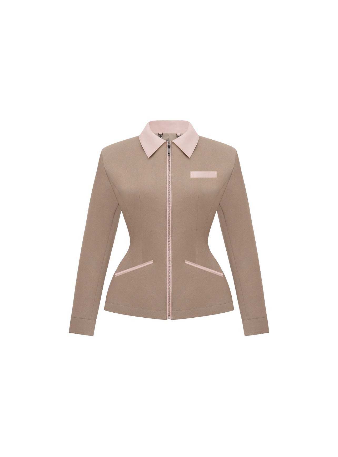Jacket with Pink Inserts in Beige
