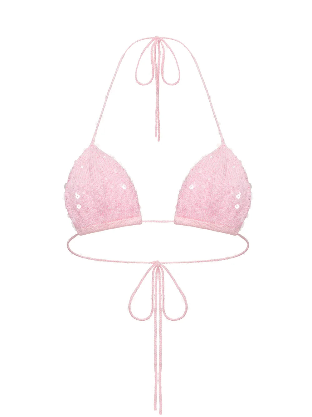 Zephyr Knitted Bikini Top in Pink