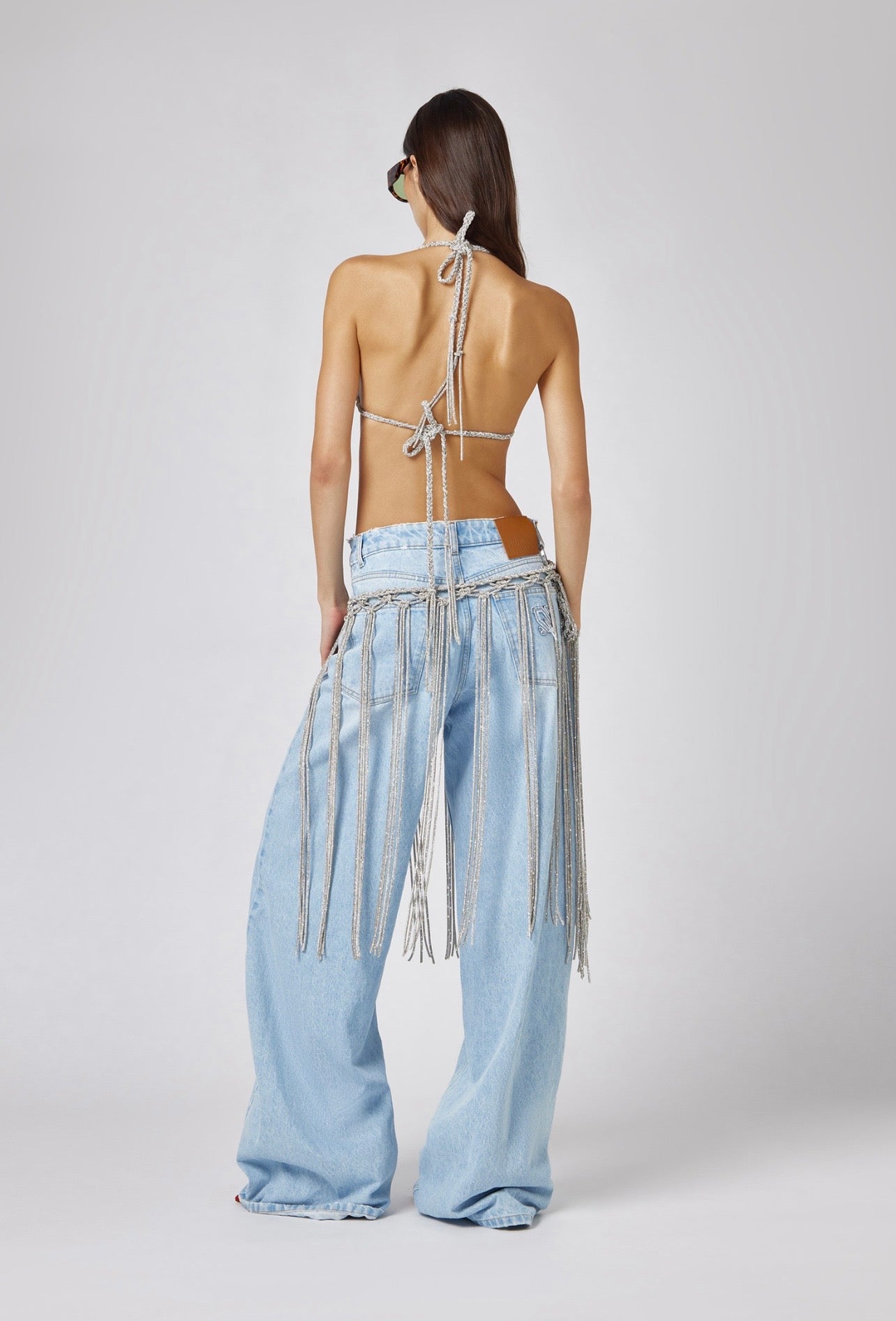 Wide Leg Jeans with Decorative Belt