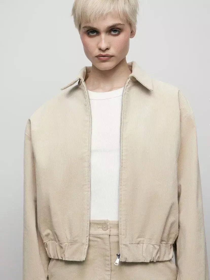 Bomber en velours couleur crème