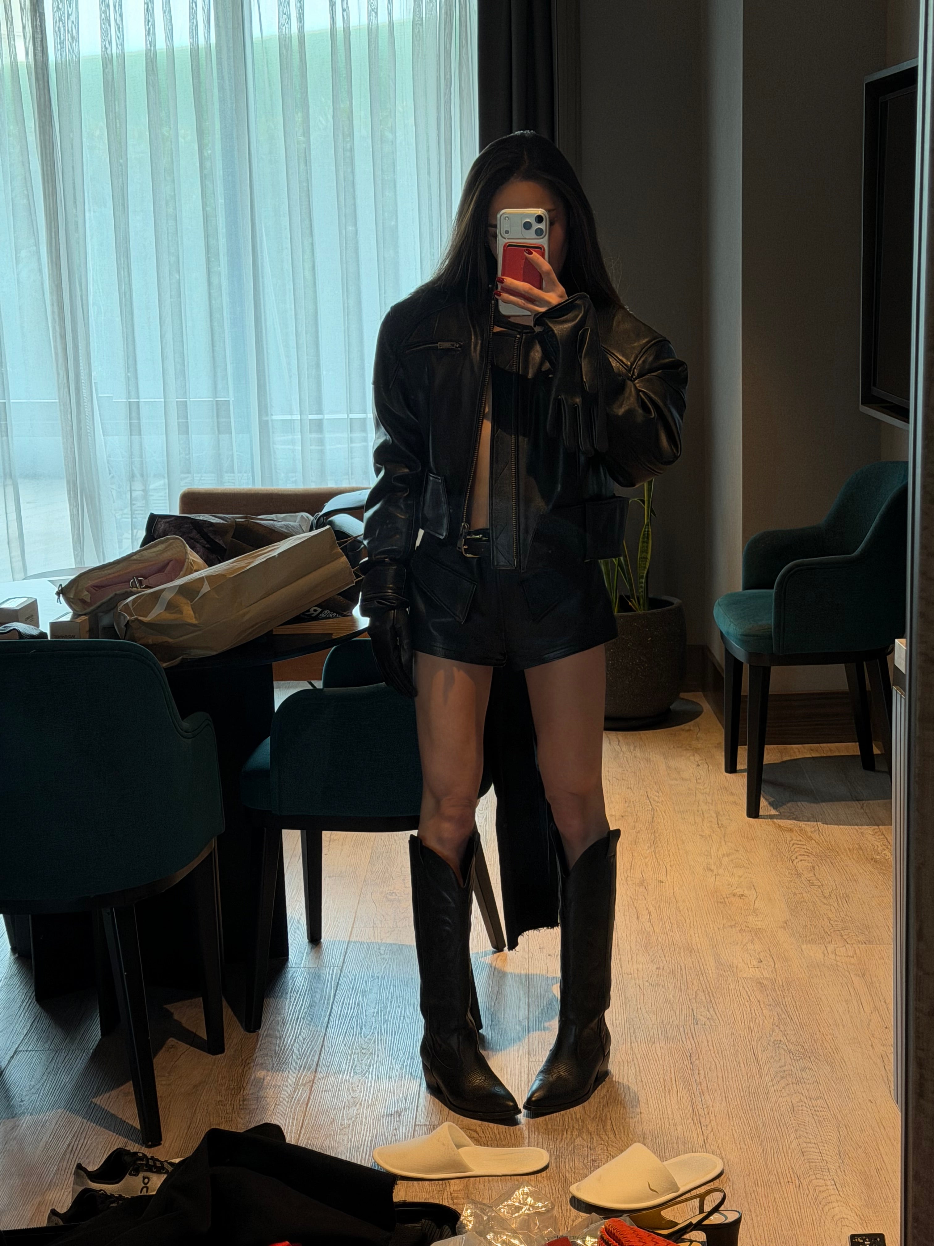 Leather Shorts in Black