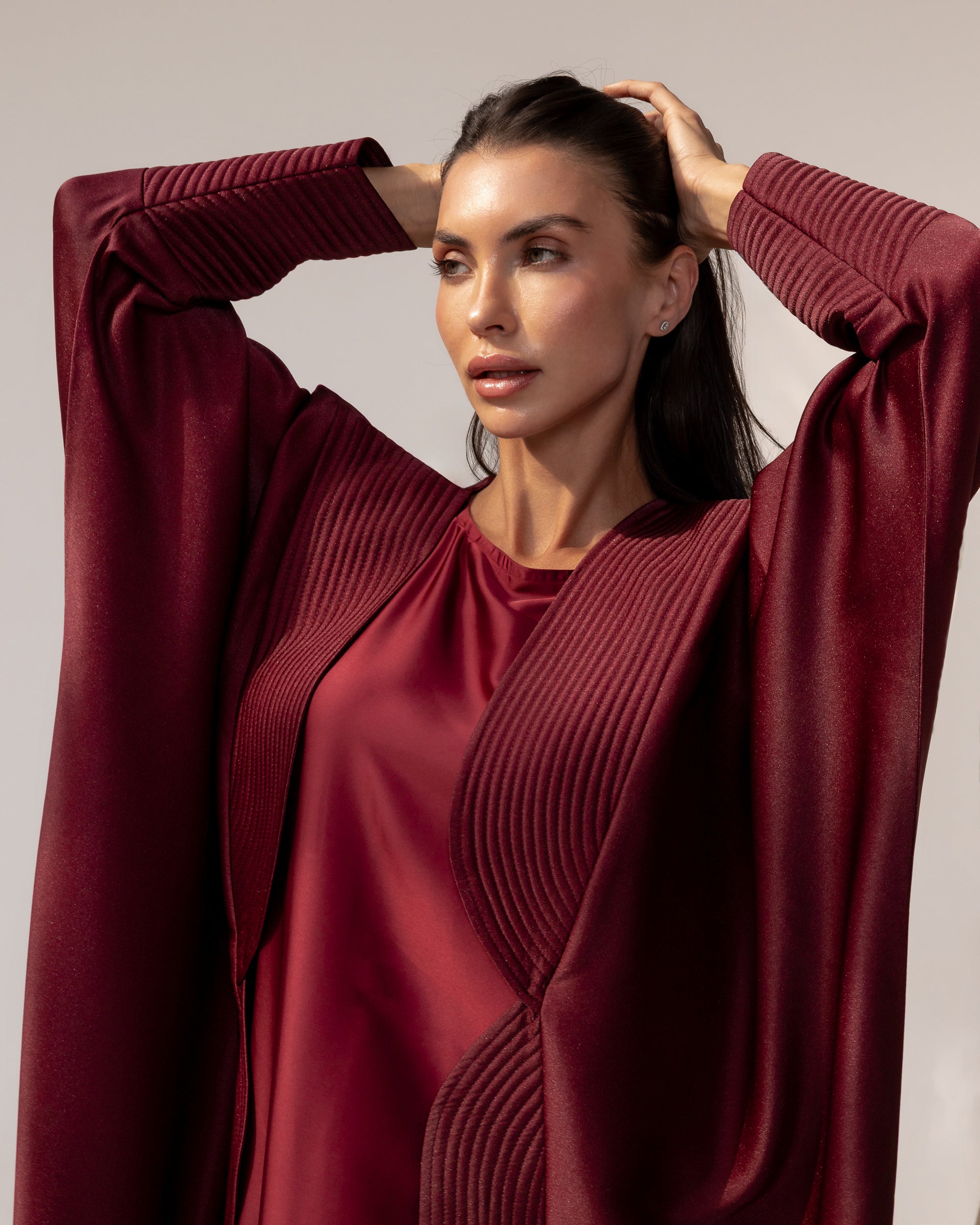 Stitch Abaya in Burgundy