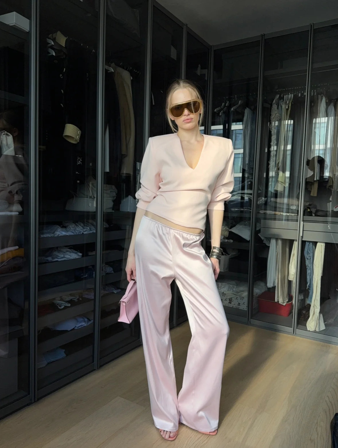 Satin Pants in Pink