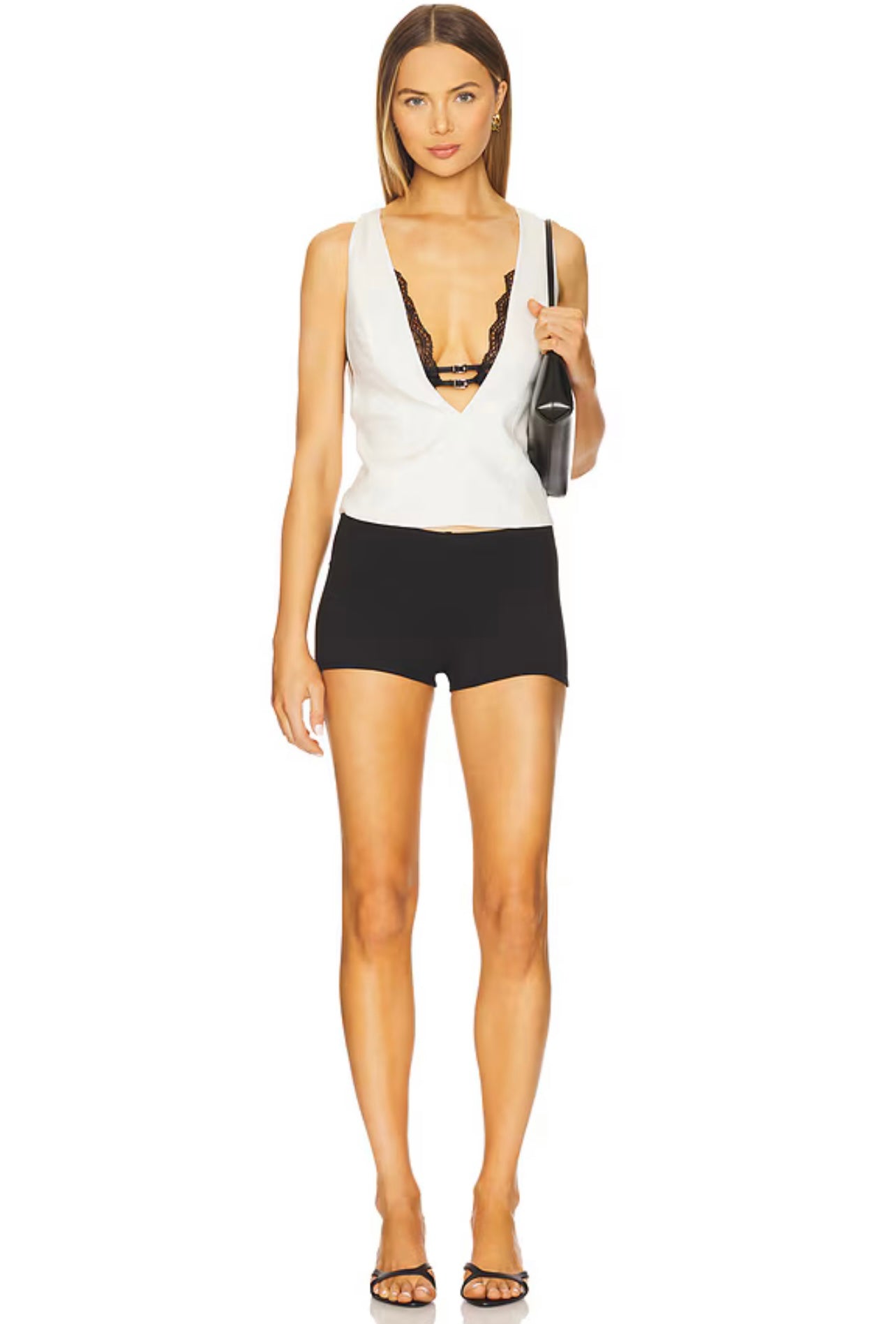 Linen Lace Detailed Top in White