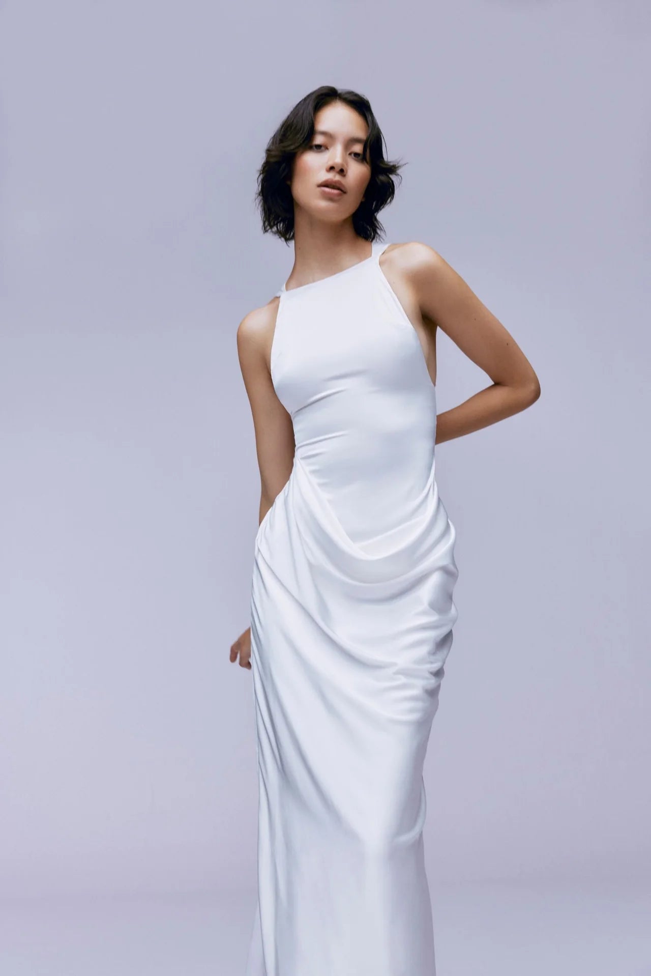 Satin Dress in White
