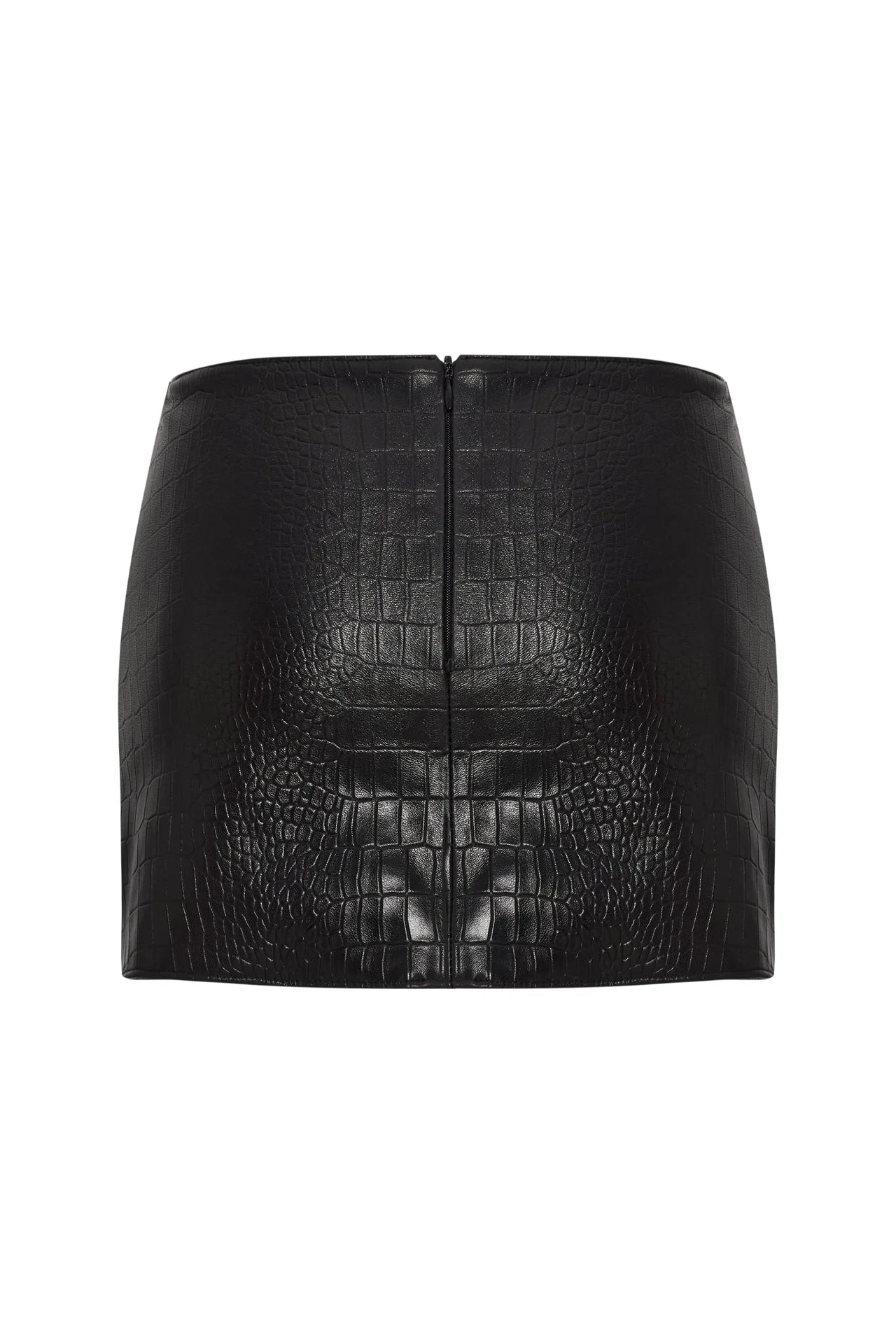 Crocodile Mini Skirt in Black