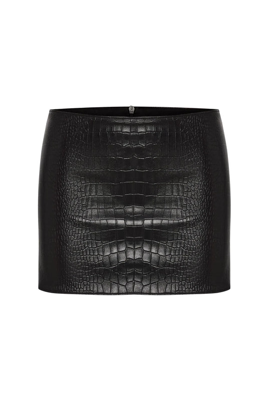 Crocodile Mini Skirt in Black