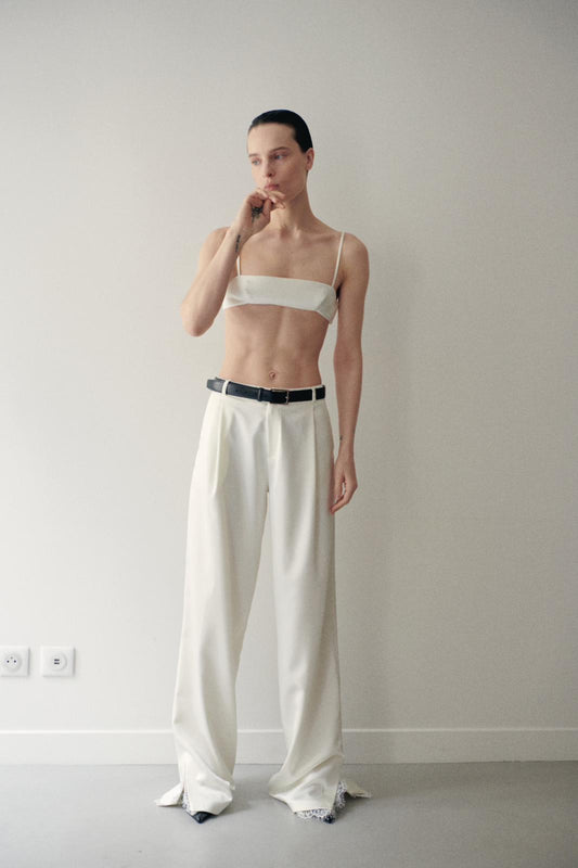 Satin Pants in White