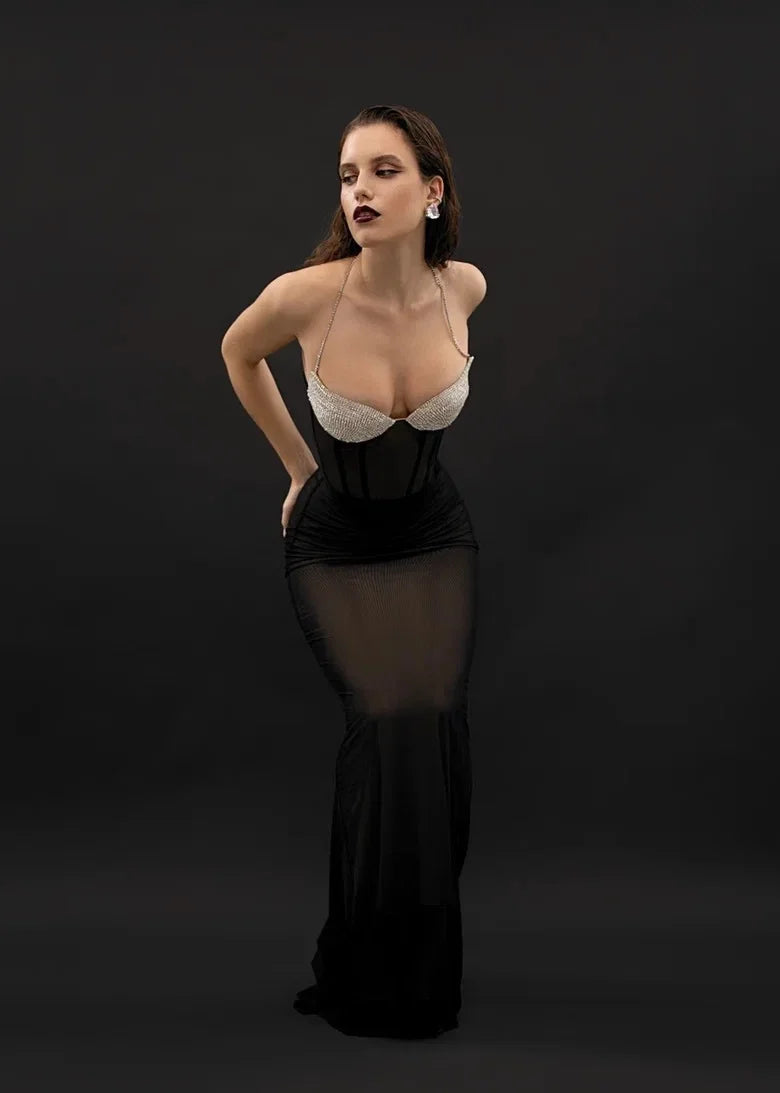 Corset brillant noir